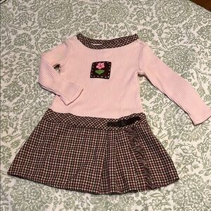 Pink and Brown Long Sleeve Dress